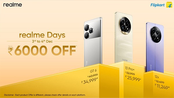 Flipkart realme Days Sale: Massive Discounts on GT6, 12x 5G, and More