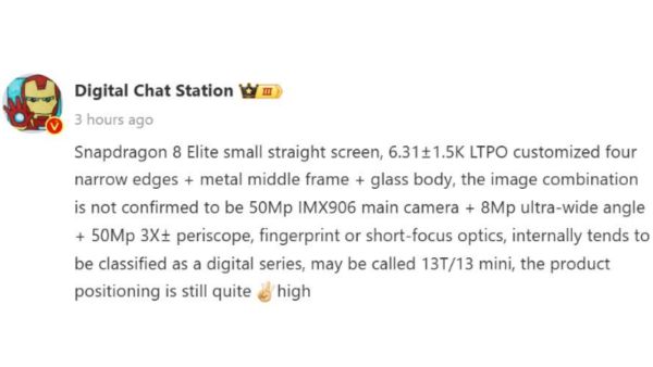OnePlus 13 Mini/13T Tipped with 6.31-Inch Display & Snapdragon 8 Elite
