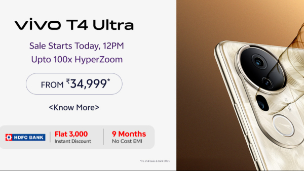 Vivo T4 Ultra Goes on Sale in India for the Today via Flipkart 