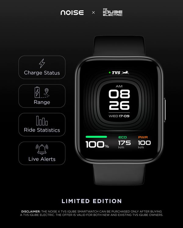 TVS and Noise Team Up to Bring Smartwatch Integration to iQube EVs TVS and Noise Team Up to Bring Smartwatch Integration to iQube EVs
