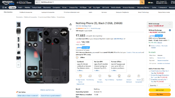 Nothing Phone 3 Gets Massive Discount on Amazon 
