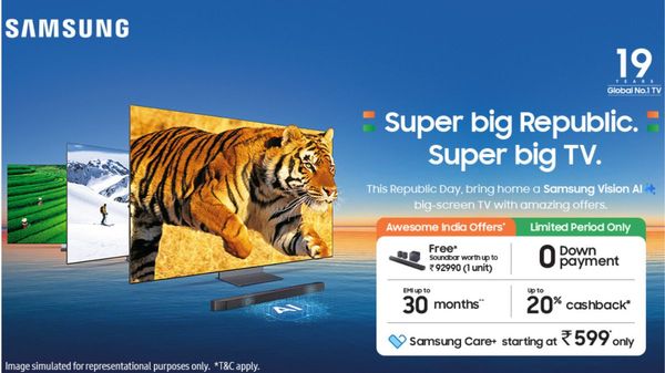 Samsung Republic Day Sale 2026: Free Soundbars, Up to 20% Cashback Samsung Republic Day Sale 2026: Free Soundbars, Up to 20% Cashback