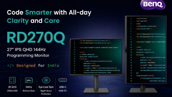 BenQ RD270Q Coding Monitor Launched in India
