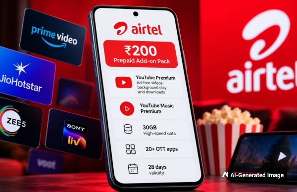 Airtel Launches New Rs 200 Pack With YouTube Premium, 30GB Data
