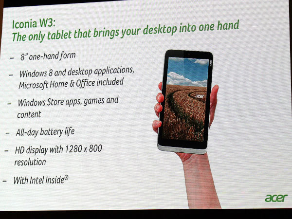 ಏಸರ್‌ ಐಕೋನಿಕಾ ಡಬ್ಲ್ಯೂ 3