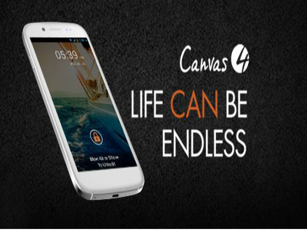 ಮೈಕ್ರೋಮ್ಯಾಕ್ಸ್‌ ಕ್ಯಾನ್‌ವಾಸ್ 4 ಸ್ಮಾರ್ಟ್‌ಫೋನ್‌ ಬಿಡುಗಡೆ