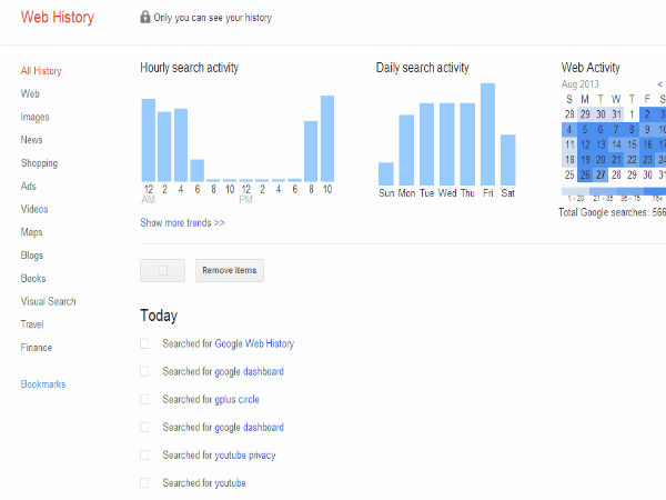  ಗೂಗಲ್‌ ವೆಬ್‌ ಹಿಸ್ಟರಿ
