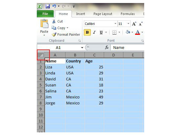 ಎಲ್ಲವನ್ನೂ ಆಯ್ಕೆಮಾಡಲು ಒಂದು ಕ್ಲಿಕ್