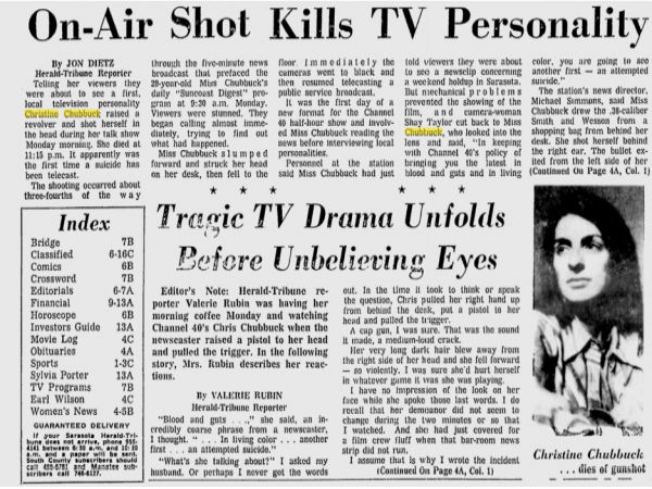 ಕ್ರಿಸ್ಟಿನ್ ಚುಬ್ಬಕ್ ಆತ್ಮಹತ್ಯೆಯ ಟೇಪ್