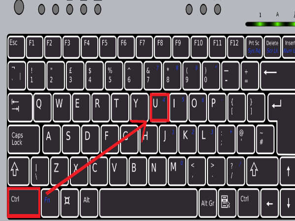  CTRL+ U