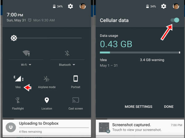 ಮೊಬೈಲ್ ಡೇಟಾ ಆಫ್ ಮಾಡಿ ಮೊಬೈಲ್ ಡೇಟಾ ಆಫ್ ಮಾಡಿ