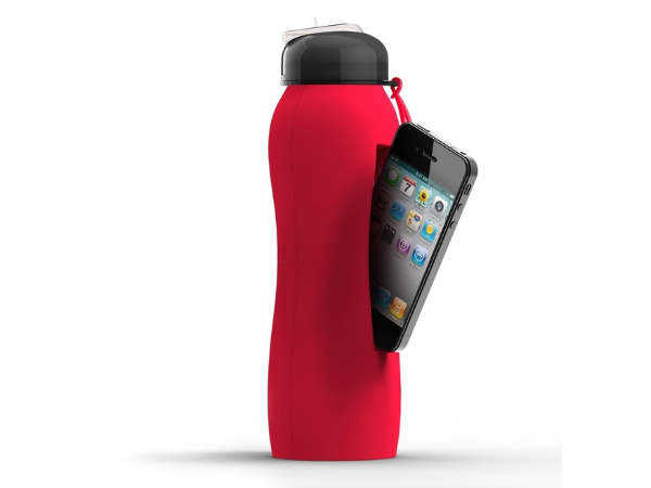 ಫೋನ್ ಸ್ಟೋರೇಜ್‌ನೊಂದಿಗೆ ಸಿಲಿಕಾನ್ ವಾಟರ್ ಬೋಟಲ್