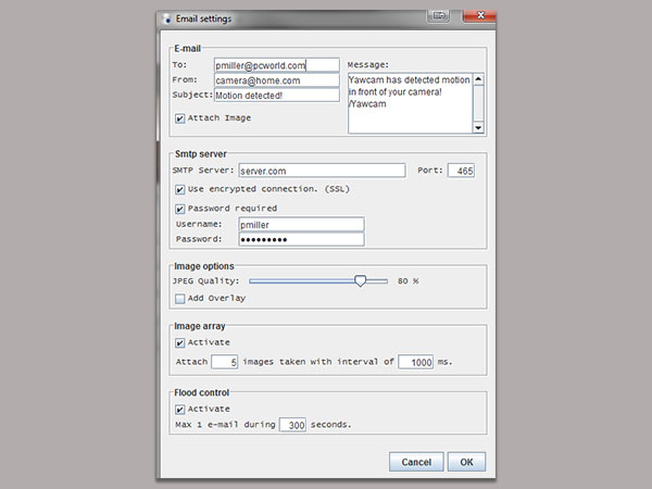  Yawcam ಇಮೇಲ್‌ ಪ್ರಕ್ರಿಯೆ ಸೆಟಪ್‌ ಮಾಡಿ  