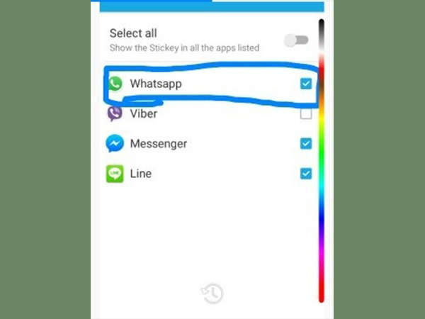  'Stickey'ಯಲ್ಲಿ ವಾಟ್ಸಾಪ್ ಆಯ್ಕೆ ಮಾಡಿ 