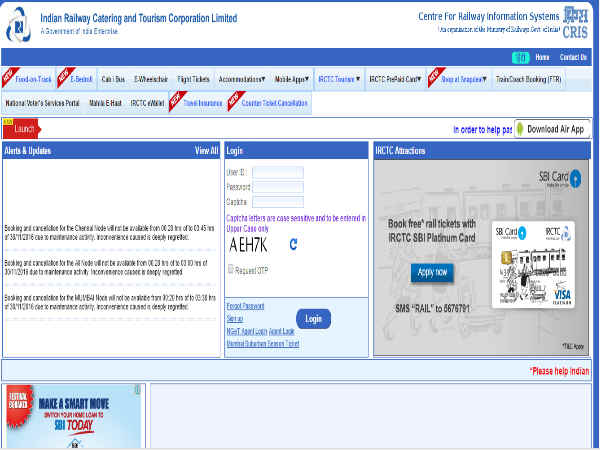 IRCTC ವೆಬ್‌ಸೈಟ್‌ಗೆ ಸೈನ್ ಅಪ್ ಆಗಿ