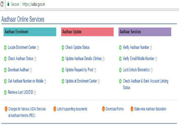 ಆಧಾರ್ ಅಪ್‌ಡೇಟ್ ಆಯ್ಕೆ ಮಾಡಿ.