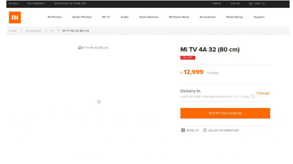 32 ಇಂಚಿನ Mi TV 4A ಟಿವಿ