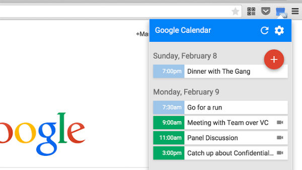 ಗೂಗಲ್ ಕ್ಯಾಲೆಂಡರ್ ಎಕ್ಸೆಟೆನ್ಷನ್ (Calendar extension) 