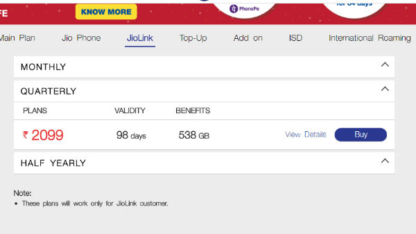 ಜಿಯೋ 2,099 ರೂ. ಆಫರ್! 