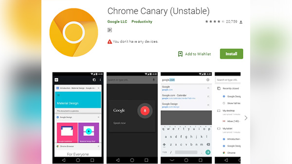 ಕ್ರೋಮ್ ಕ್ಯಾನರಿ(ಅನ್ ಸ್ಟೇಬಲ್) ಕ್ರೋಮ್ ಕ್ಯಾನರಿ(ಅನ್ ಸ್ಟೇಬಲ್)