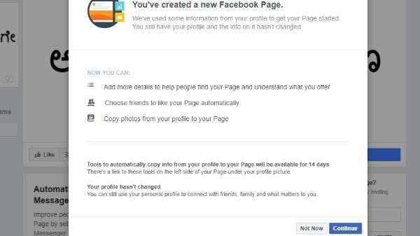 ಪ್ರೊಫೈಲ್‌ನಿಂದ ಪೇಜ್‍ ಕ್ರಿಯೇಟ್ ಮಾಡುವುದು ಹೇಗೆ? ಹಂತ 3