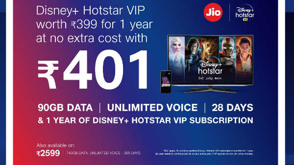 ಜಿಯೋ 401ರೂ. ಪ್ಲ್ಯಾನ್ ಪ್ರಯೋಜನಗಳು