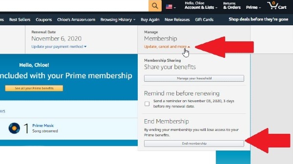 ಅಮೆಜಾನ್ ಪ್ರೈಮ್‌ ಸದಸ್ಯತ್ವ ರದ್ದತಿ.