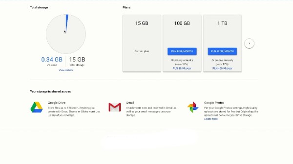 ಗೂಗಲ್‌ ಸ್ಟೋರೇಜ್‌ ಪ್ಲ್ಯಾನ್‌ಗಳು.
