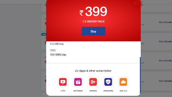 ಜಿಯೋ 399ರೂ. ಪ್ರೀಪೇಯ್ಡ್‌ ಯೋಜನೆ