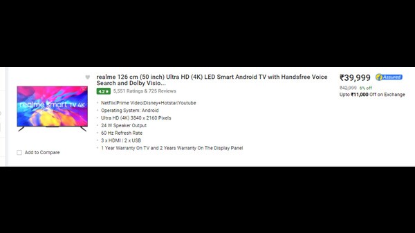 Mi 5X 125.7 cm (50 ಇಂಚು) ಅಲ್ಟ್ರಾ HD (4K) LED ಸ್ಮಾರ್ಟ್ ಆಂಡ್ರಾಯ್ಡ್ ಟಿವಿ Mi 5X 125.7 cm (50 ಇಂಚು) ಅಲ್ಟ್ರಾ HD (4K) LED ಸ್ಮಾರ್ಟ್ ಆಂಡ್ರಾಯ್ಡ್ ಟಿವಿ