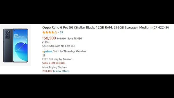ಒಪ್ಪೋ ರೆನೋ 6 ಪ್ರೊ 5G (Stellar Black, 12GB RAM, 256GB ಸಂಗ್ರಹಣೆ)