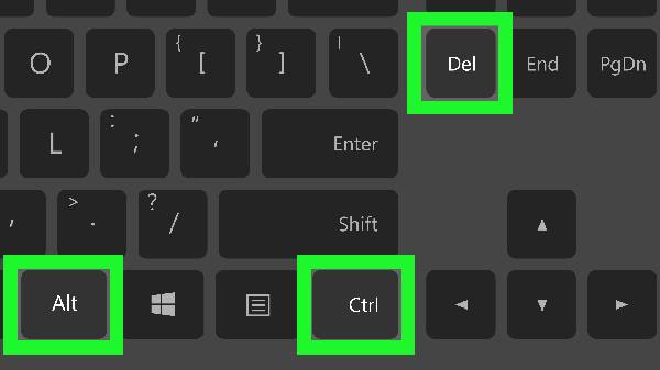 Ctrl+Alt+Del ಶಾರ್ಟ್‌ಕಟ್ ಕೀ