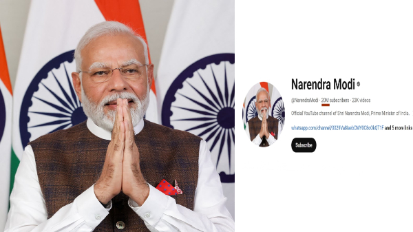 ಅಬ್ಬಬ್ಬಾ... ಮೋದಿ ಅವರ ಯೂಟ್ಯೂಬ್ ಚಾನೆಲ್‌ಗೆ ಇದೀಗ 20 ಮಿಲಿಯನ್ ಚಂದಾದಾರರು! 