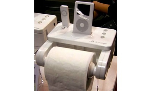 iPod dock + Toilet paper dispenser