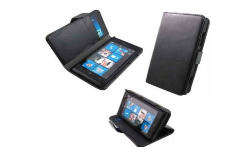 Black Vegan Leather Folio Wallet-Style Case and Stand