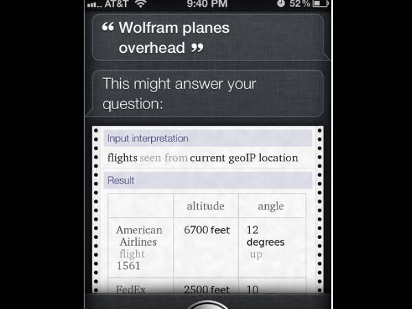 Siri can tell you how many planes are flying above you