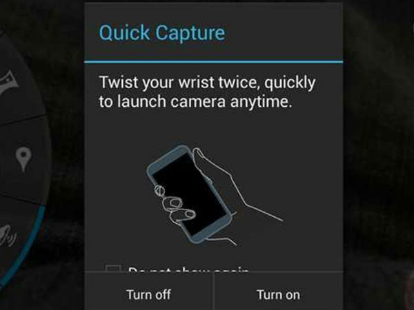 You'll be able to activate the camera app just by quickly twisting the phone