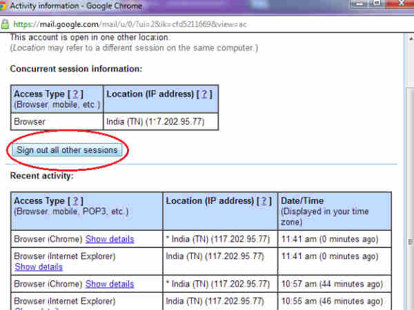 Remote Logout From Gmail