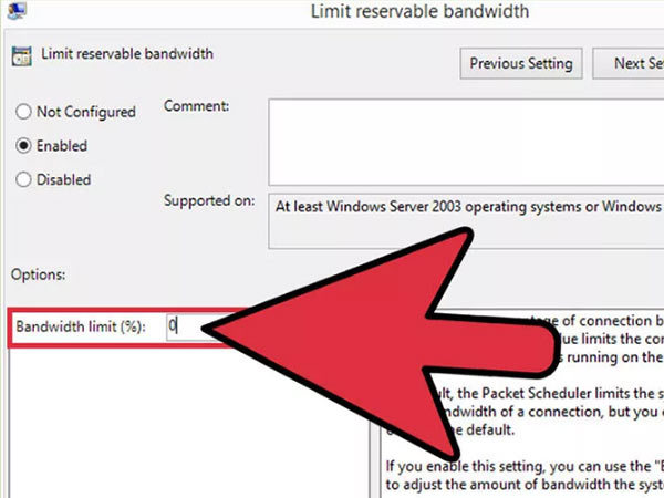 ബാന്‍ഡ് വിഡ്ത് ലിമിറ്റ് 0 ആക്കുക