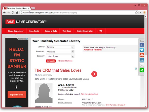 ഫേക് നെയിം ജനറേറ്റര്‍ (Fake name generater)