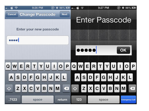 ആല്‍ഫാന്യൂമെറിക് പാസ്‌കോഡ് സെറ്റ് ചെയ്യുക