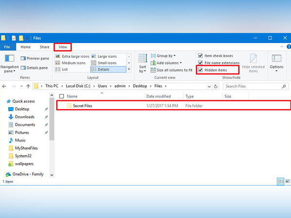 ഫയല്‍ എക്‌സ്‌പോളര്‍ ഉപയോഗിച്ച് ഫയലുകളും ഫോള്‍ഡറുകളും മറയ്ക്കുന്നതിന്