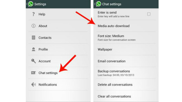വാട്ട്സാപ്പിലെ മീഡിയ ഓട്ടോ ഡൗണ്ലോഡ്