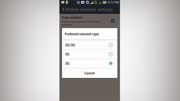  5. 2G അല്ലെങ്കില്‍ 3G നെറ്റ്‌വര്‍ക്കിലേക്ക് മാറുക