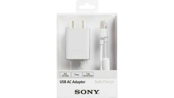 Sony CP-AD2A/WCABIN5 2.1A adpater with 1.5m USB-A to Micro USB Cable Fast Mobile Charger