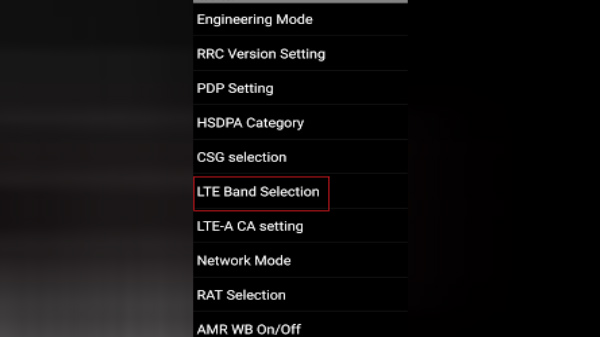 LTE ബാന്ഡ് മാറ്റുക