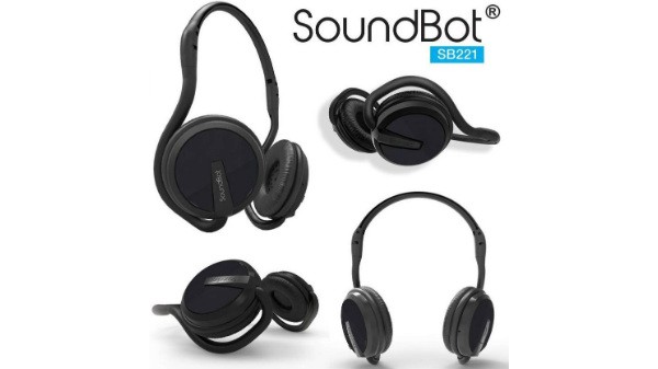 SoundBot SB221 Black Wireless Bluetooth Headphone Set