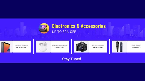 ഇലക്ട്രോണിക്സ്, ആക്സസറീസ് എന്നിവയ്ക്ക് 80% വരെ കിഴിവ്