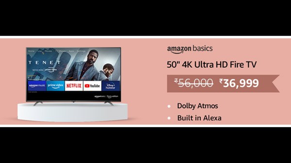 ആമസോൺ ബേസിക്സ് 127സെമി (50 ഇഞ്ച്) 4കെ അൾട്രാ എച്ച്ഡി സ്മാർട്ട് എൽഇഡി ഫയർ ടിവി AB50U20PS