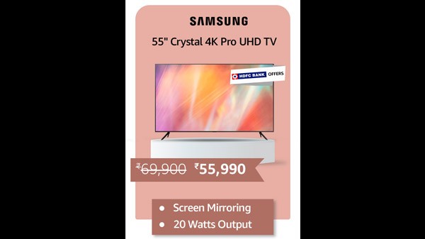 സാംസങ് 138സെമി (55 ഇഞ്ച്) ക്രിസ്റ്റൽ 4 കെ സീരീസ് അൾട്രാ എച്ച്ഡി സ്മാർട്ട് എൽഇഡി ടിവി